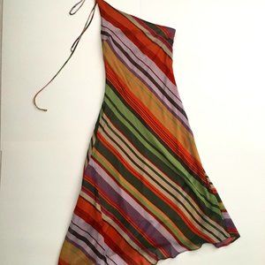 BCBG Max Azria Silk Multi-Colored Striped Cocktail Dress, Size 2